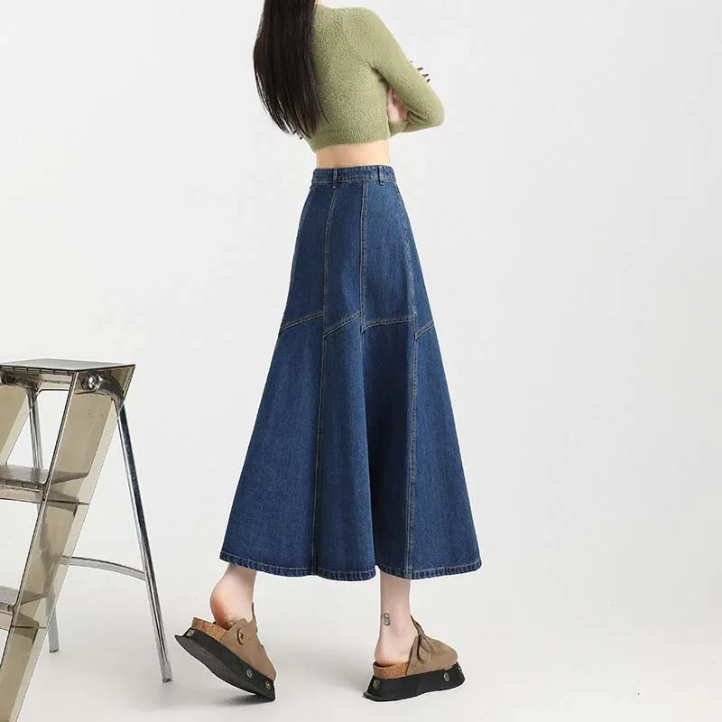 FOREVER 21 Denim Long Skirts Women's Vintage Blue-7