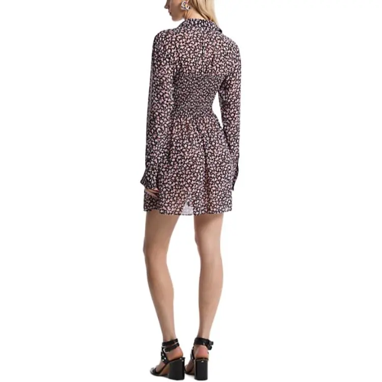 MICHAEL KORS Floral Print Georgette Smocked Shirtdress-1