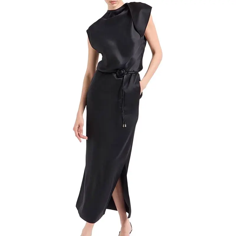 GIORGIO ARMANI Double faced Silk satin Long Dress-3