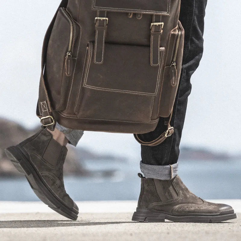 EGCHI Short Chelsea Boots Men's Brown-5