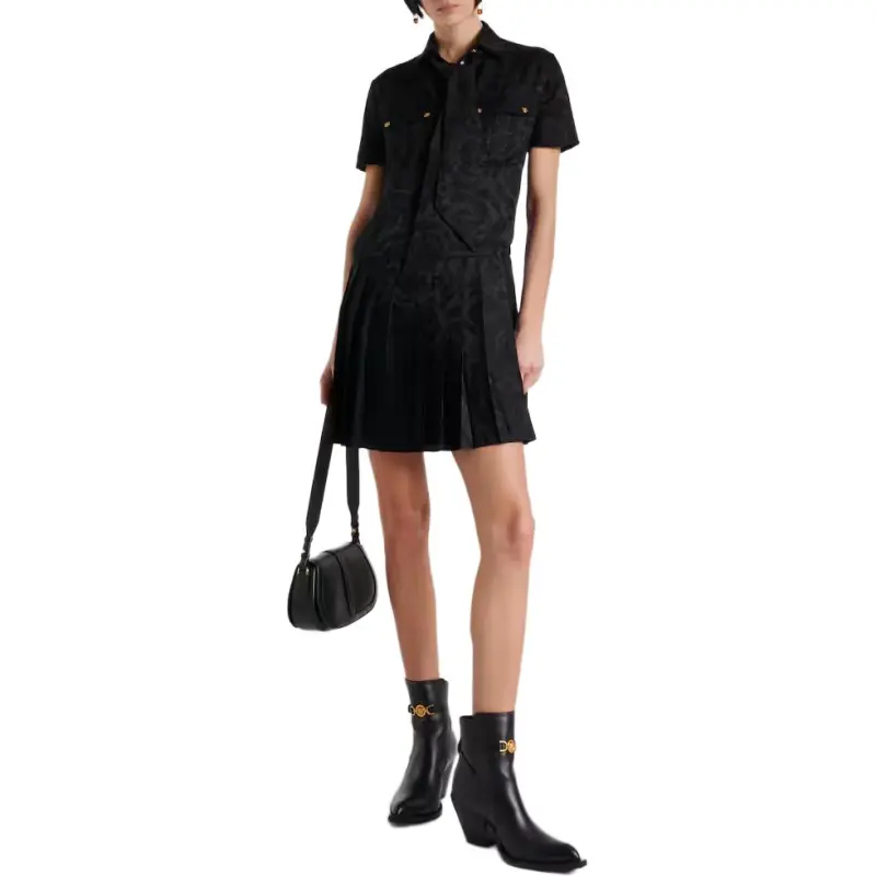VERSACE Barocco Lavalli�re Pleated Mini Dress-2