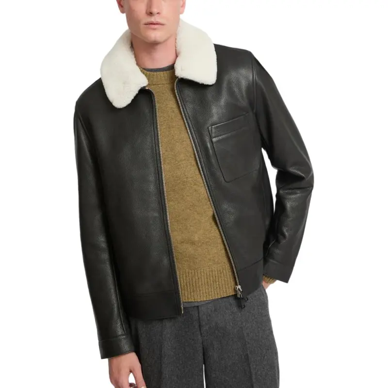 Yves Salomon Shearling Collar Leather Jacket-2