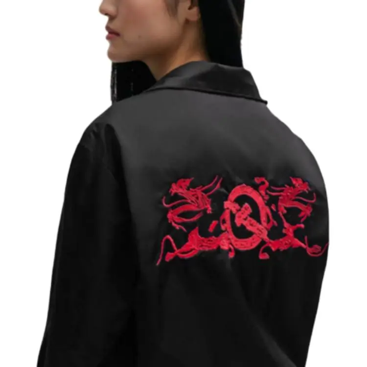 HUGO BOSS Satin Jacket In A Regular Fit With Special Artwork Jackets & Coats Unisex Black-5