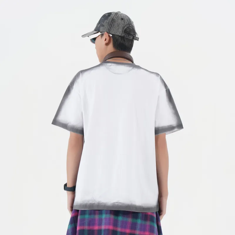 DNBH Hand drawn Doodle Series Loose Fit Casual Crew Neck Pullover Drop Shoulder Short Sleeved T Shirts Unisex-5