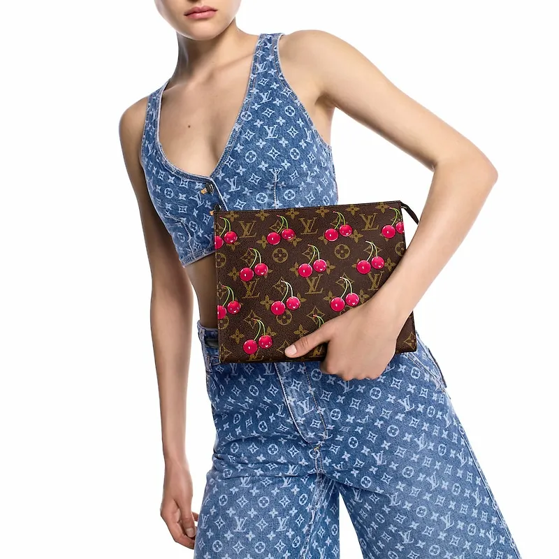 LOUIS VUITTON Takashi Murakami Collaboration Monogram Coated Canvas Toiletry Bag Clutch Women's Brown-5