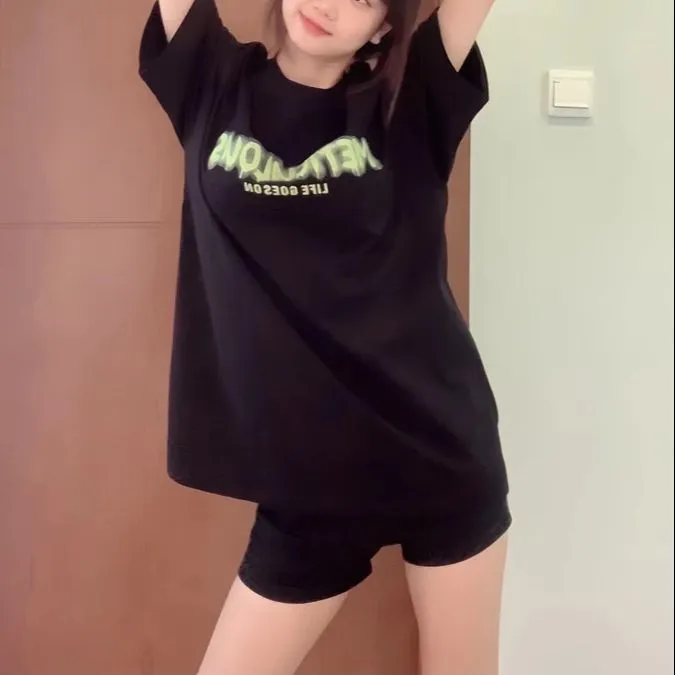 YuChaJia T-Shirt Women's Black Couple's-2