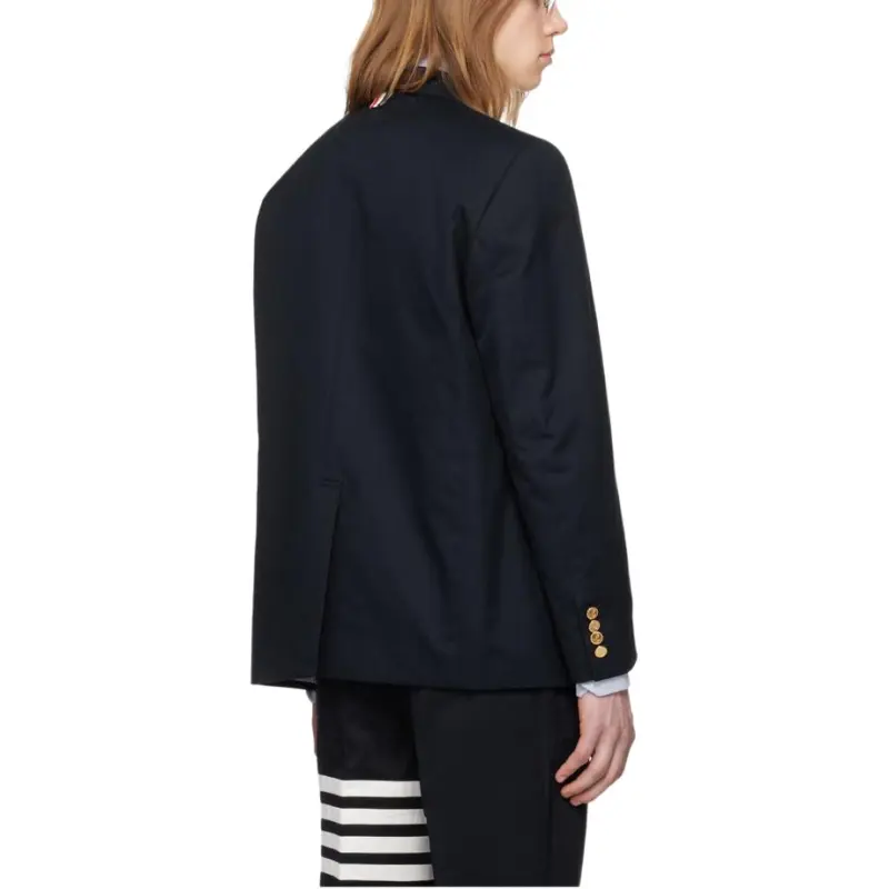 THOM BROWNE 4 Bar Striped Double Breasted Blazer-4