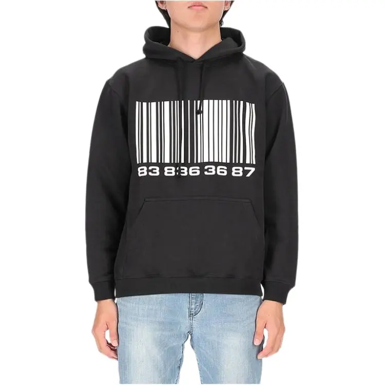 VTMNTS Barcode Printed Drawstring Hoodie-3