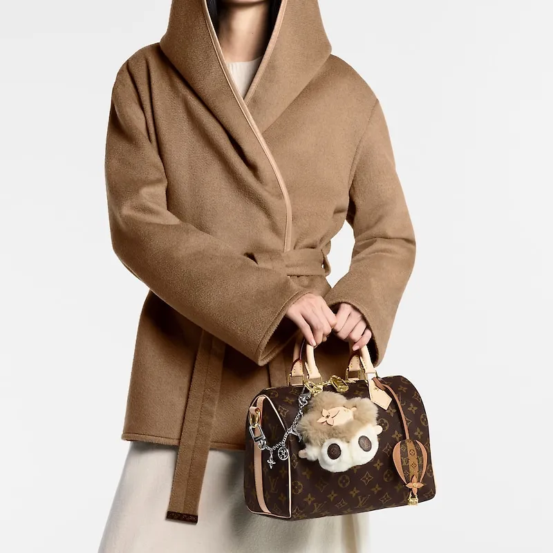 LOUIS VUITTON Cow Leather With Monogram Canvas Bag Accessory Women's Brown-4
