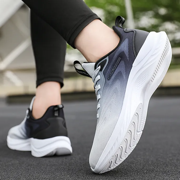 QIAODAN Anti Slip Wear Resistant Low Top Casual Running Shoes Men's Gray Black-5