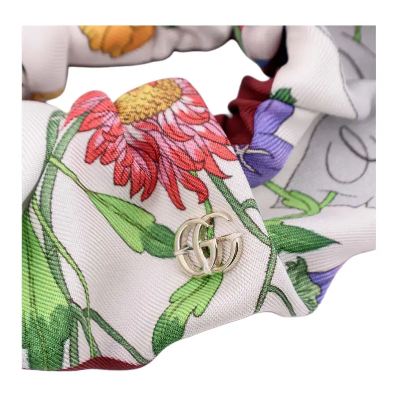 GUCCI Metal, Silk, Fabric Hair Tie Women's White-2