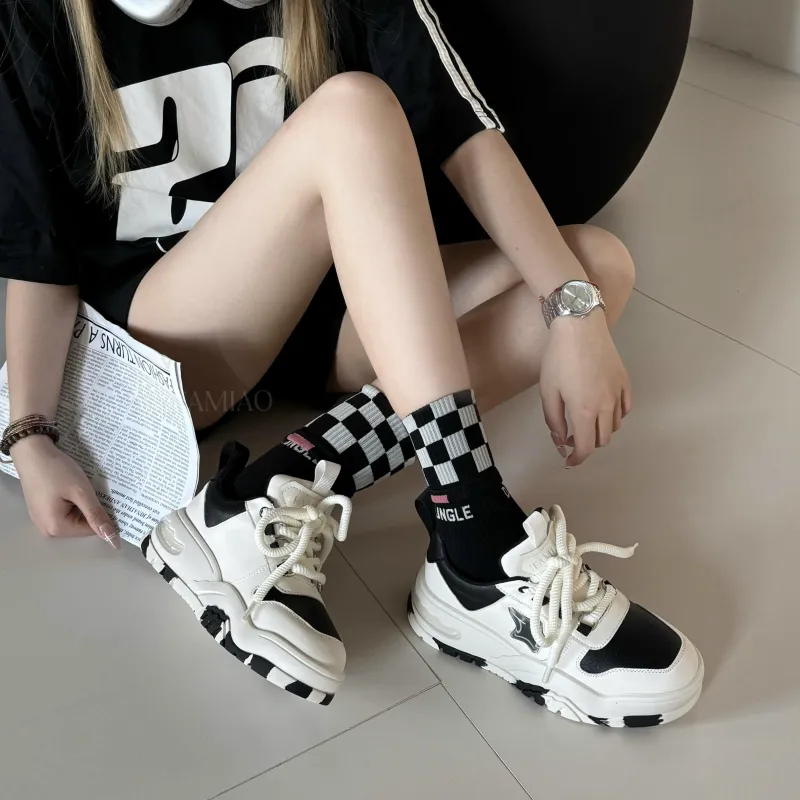 XIAOFAMIAO Fashion Versatile Korean Style Multicolor Sports Casual Platform Height Increasing Skateboard Shoes Women's-4