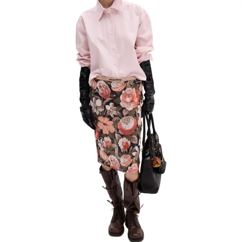 MIU MIU Logo Embroidered Button Up Shirt-2