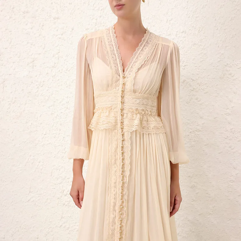 Zimmermann SS24 Long-Sleeved Dresses Women's Beige-5