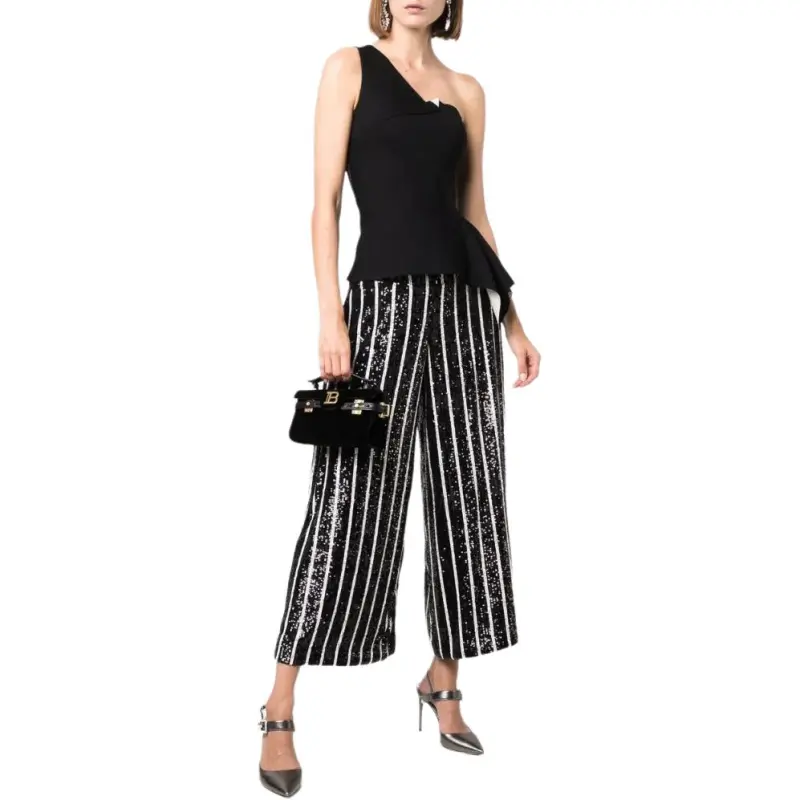 BALMAIN Sequin embellished Wide leg Trousers-1