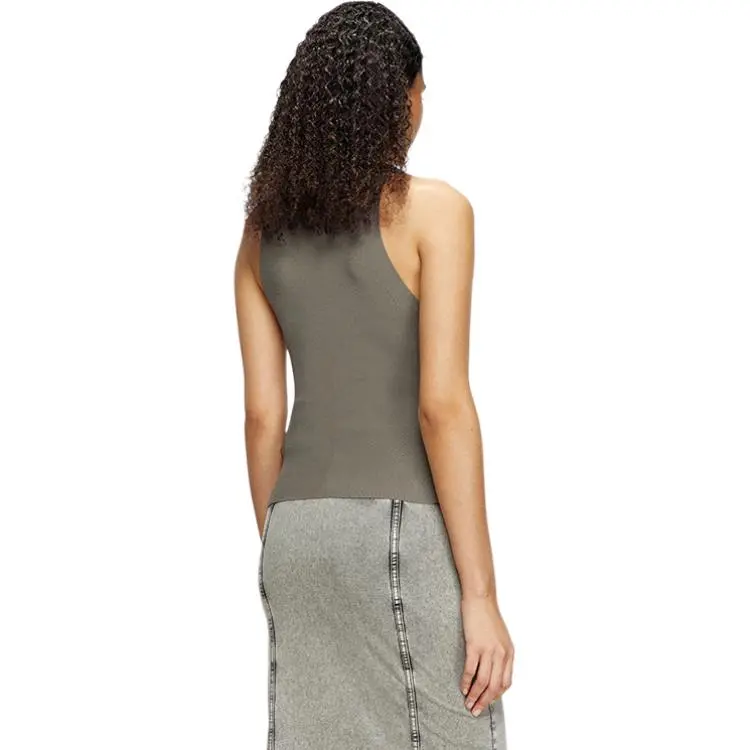 DIESEL M Caddix Logo Plaque Ribbed Knit Top-2