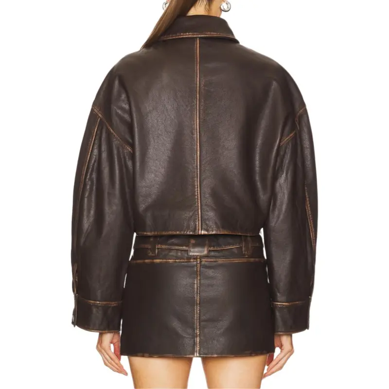 GRLFRND Leather Jacket Women's Brown-2