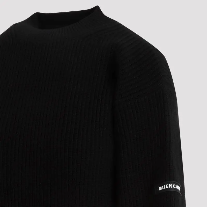 Balenciaga Logo Patch Cropped Sweater-8