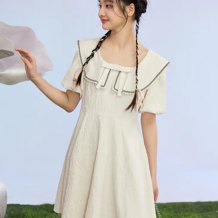 ZIHAN Short-Sleeved Dresses Women's Beige Gold-3
