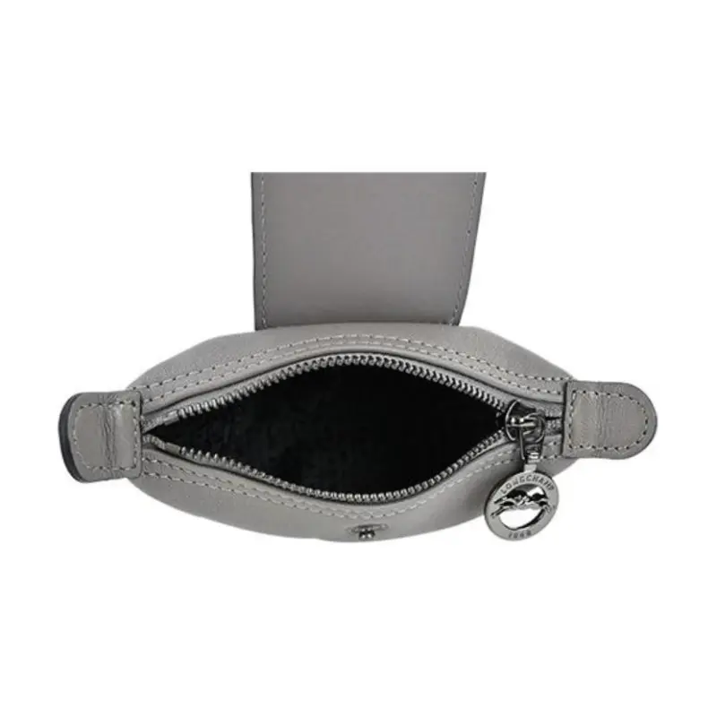 LONGCHAMP Le Pliage Cuir Sheepskin Dumpling Bag Coin Purse Regular Women's Gray-3