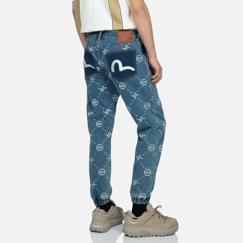 EVISU Knitted Sweatpants Men Denim Blue-3