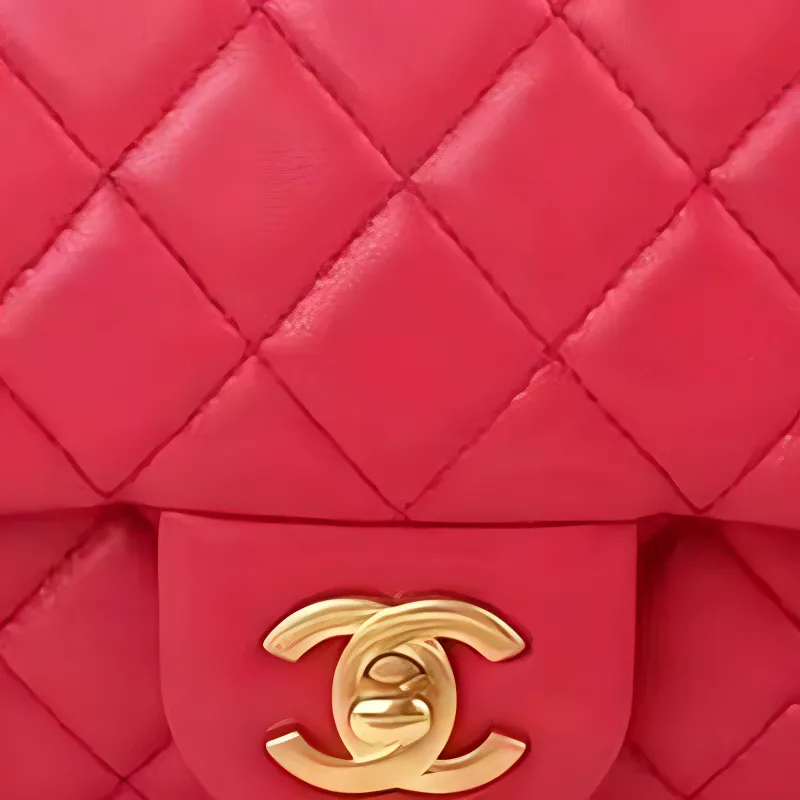 CHANEL Sheepskin Mini Square Flap Bag, Shoulder Bag, Crossbody Bag Women's Red-1