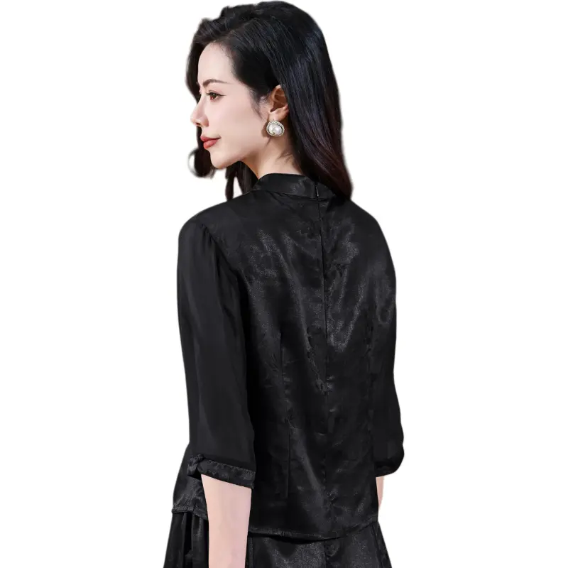 Yi Mengyuan 3/4 Sleeved Silk Shirt Women's-6