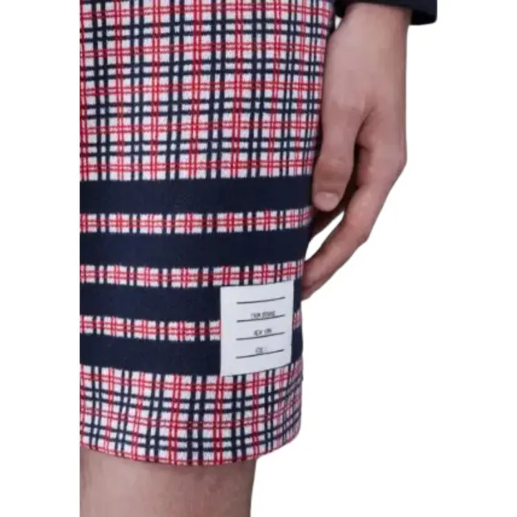 THOM BROWNE Check Jacquard 4 Bar Sweatshorts-3