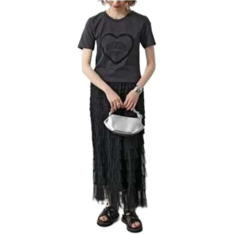GANNI Logo Embroidered Crewneck T Shirt-7