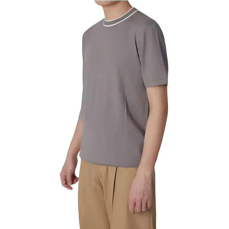 Hacikis T Shirt Men's Casual Gray-3