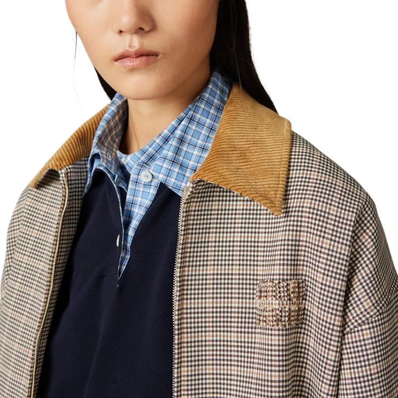 MIU MIU Double Check Jacket Cacao-4