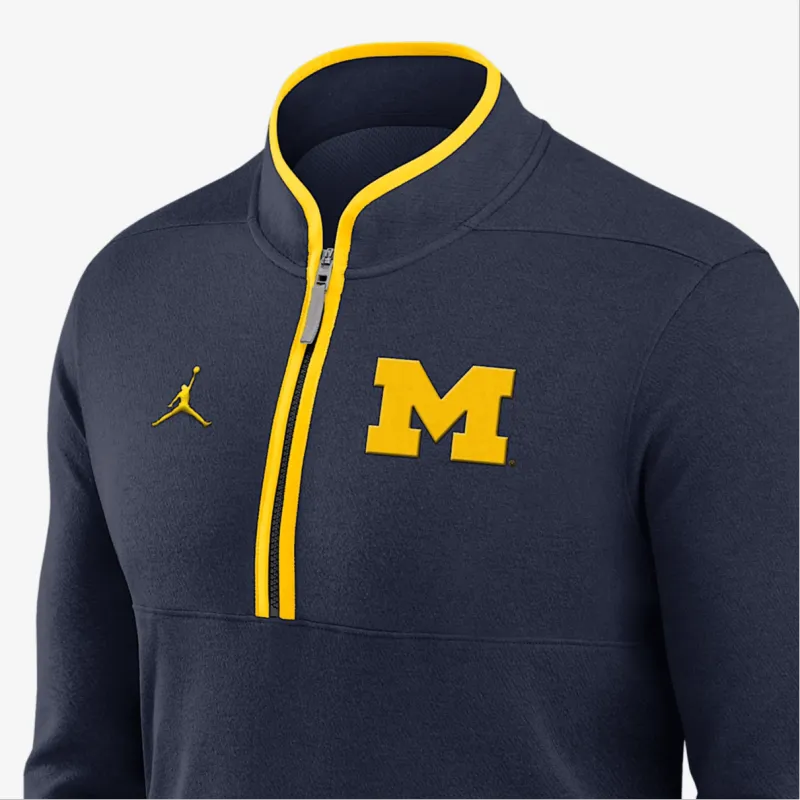 JORDAN Michigan Wolverines Victory Men's JORDAN Brand Dri FIT College 1/2 Zip Long Sleeve Top-2