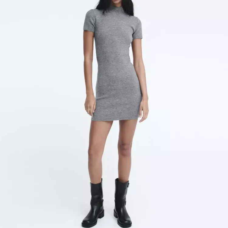 ZARA Short Sleeved Dress Women's Zebra Print Gray-1