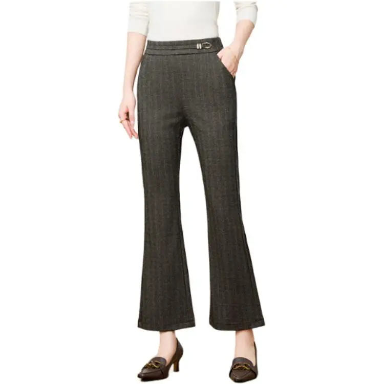 FENHONGMALI Casual Pants Women's Gray-4