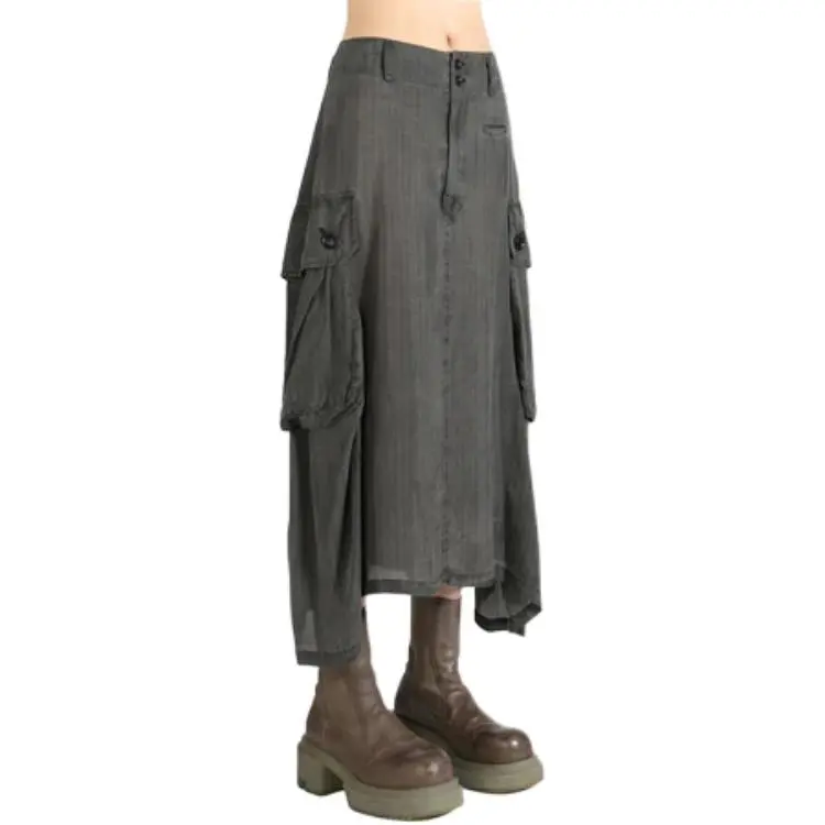 Yohji Yamamoto Casual Long Skirt Women's Gray-2