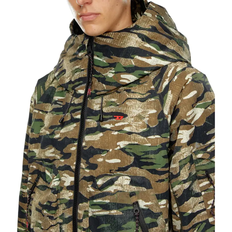 DIESEL Camouflage print Hooded Windbreaker-3