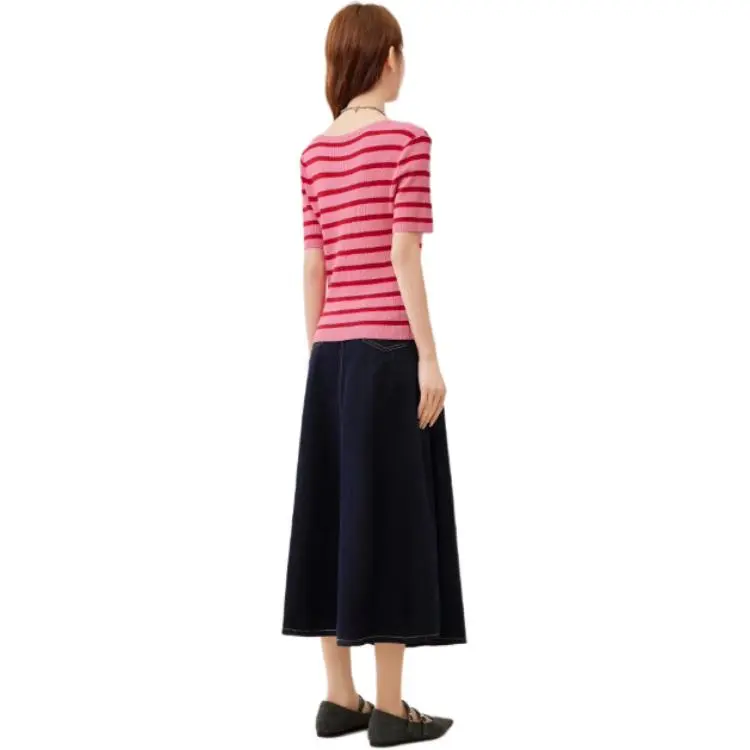Love To Serve Knitwear Women's Red Pink Stripes 1-2