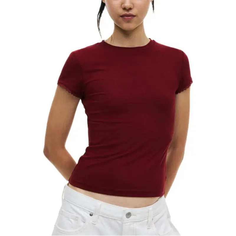 H&M T Shirts Women's Burgundy-3
