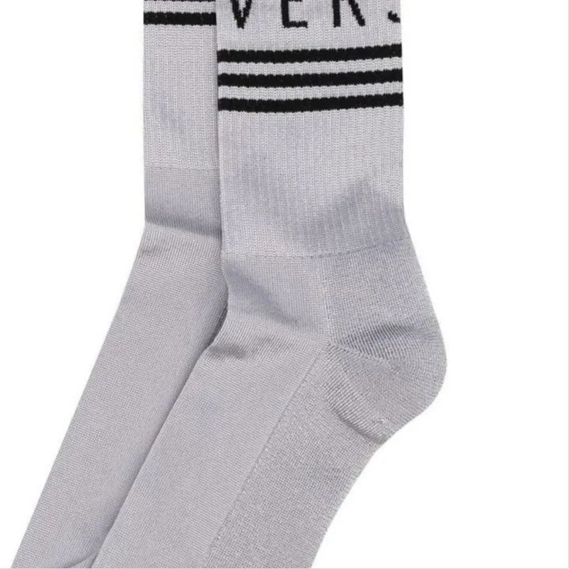 VERSACE Mid Calf Socks Men's 1 Pack Light Gray-3