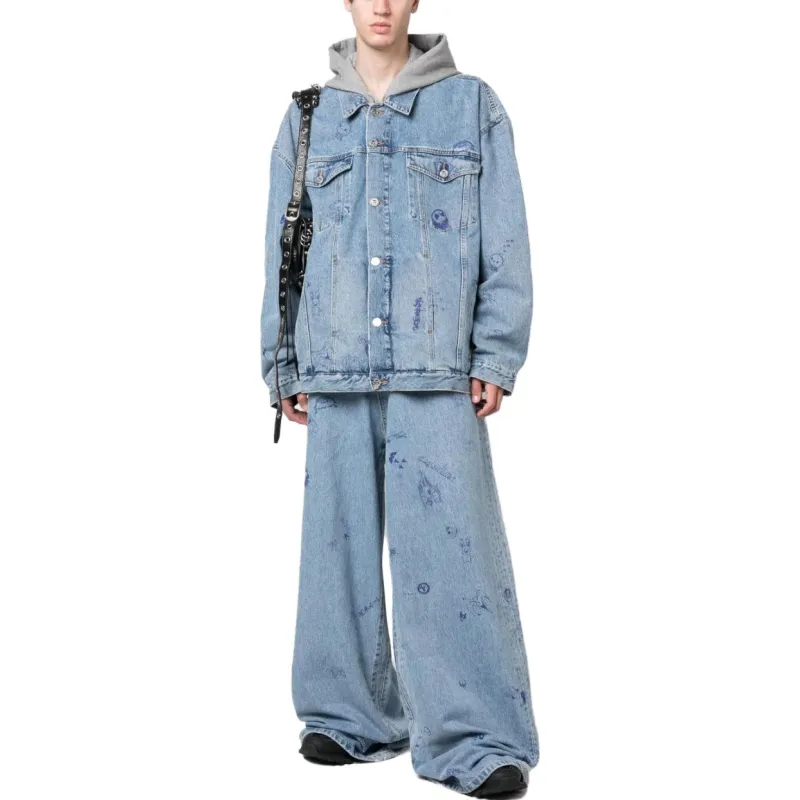 Vetements Illustration-style Print Wide-leg Jeans-2