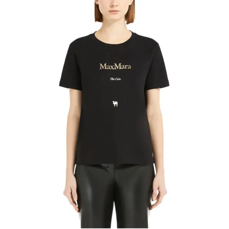 'S MAX MARA Quieto Logo Printed Crewneck T Shirt-5