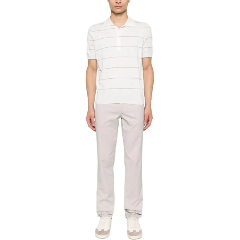 Brunello Cucinelli Stripe Detailed Short Sleeved Polo Shirt-1