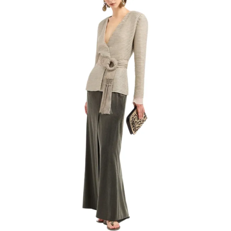 GIORGIO ARMANI Single breasted Jacket In Silk Chiffon With Embroidered Suede Webbing-4