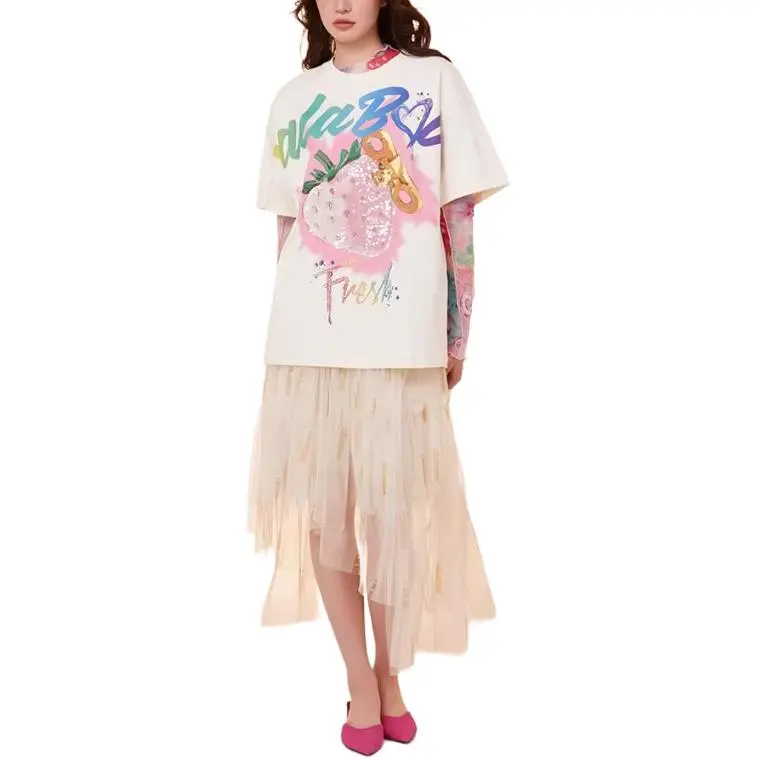 LALABOBO Drop Shoulder Sleeve T Shirt Women's-3
