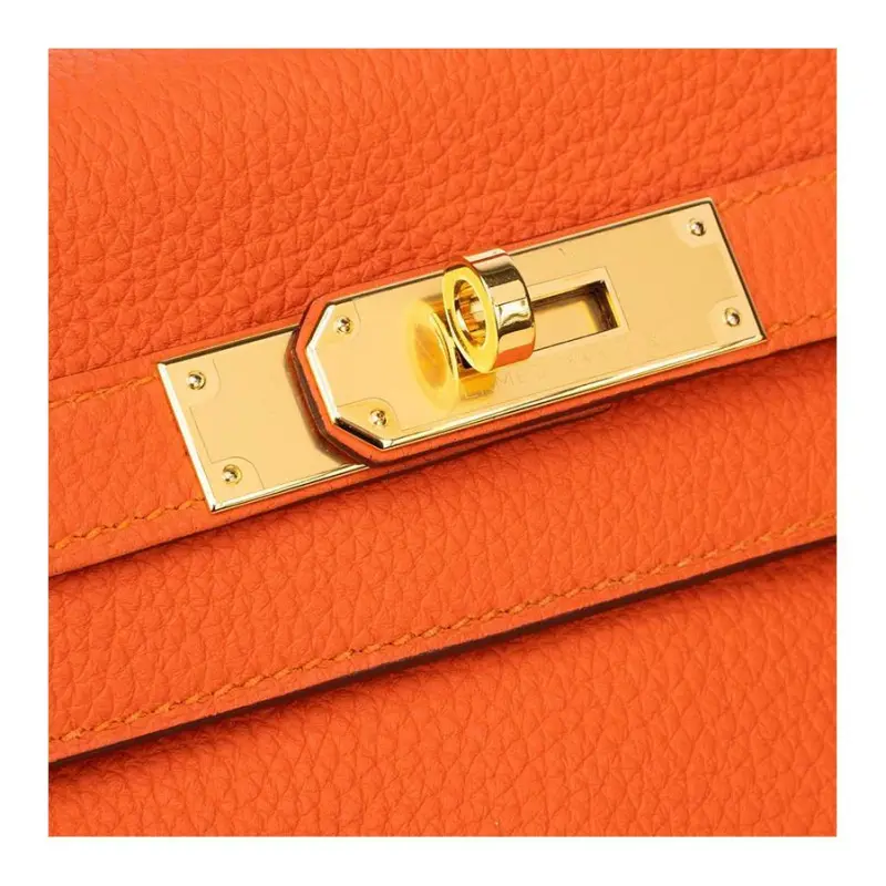 HERMES Kelly Togo Calfskin Kelly Bag Handbags Regular Women's 9J Feu Flame Orange-5