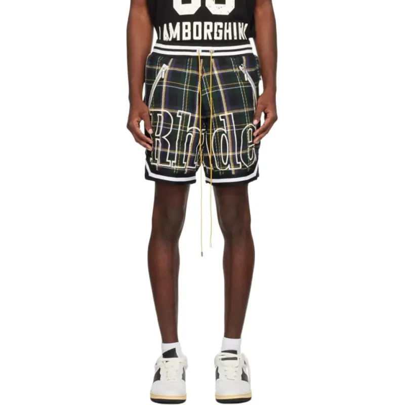 RHUDE Flannel Court Logo Short-2