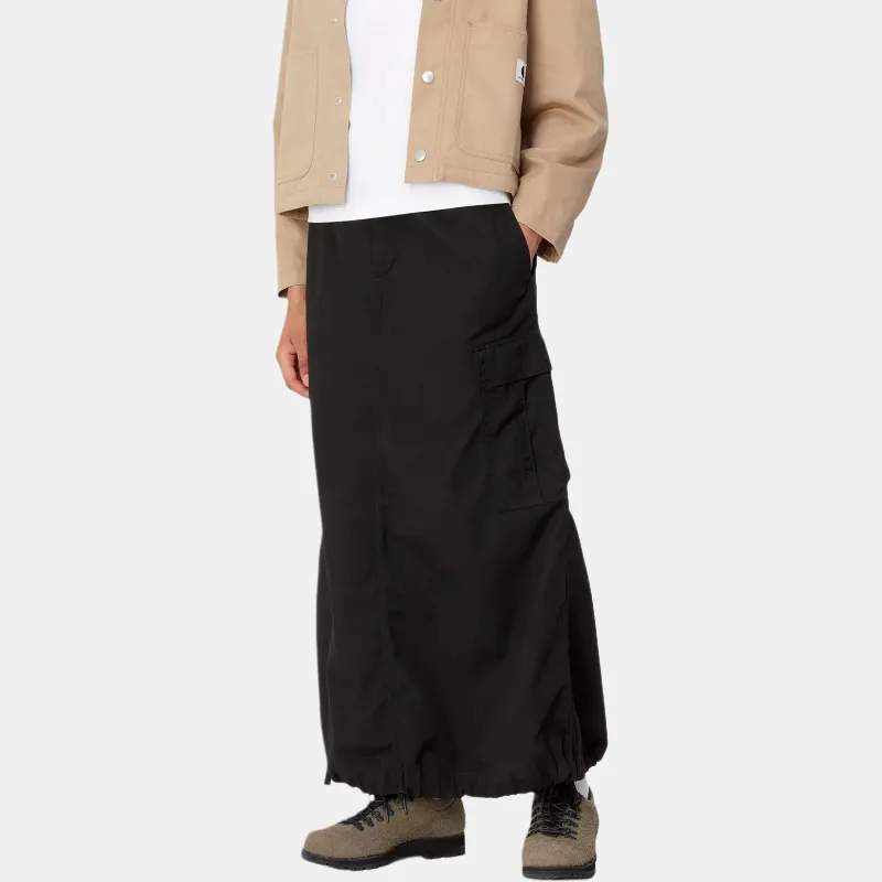 Carhartt WIP Long Cargo Skirt 'Black Rinsed'-3