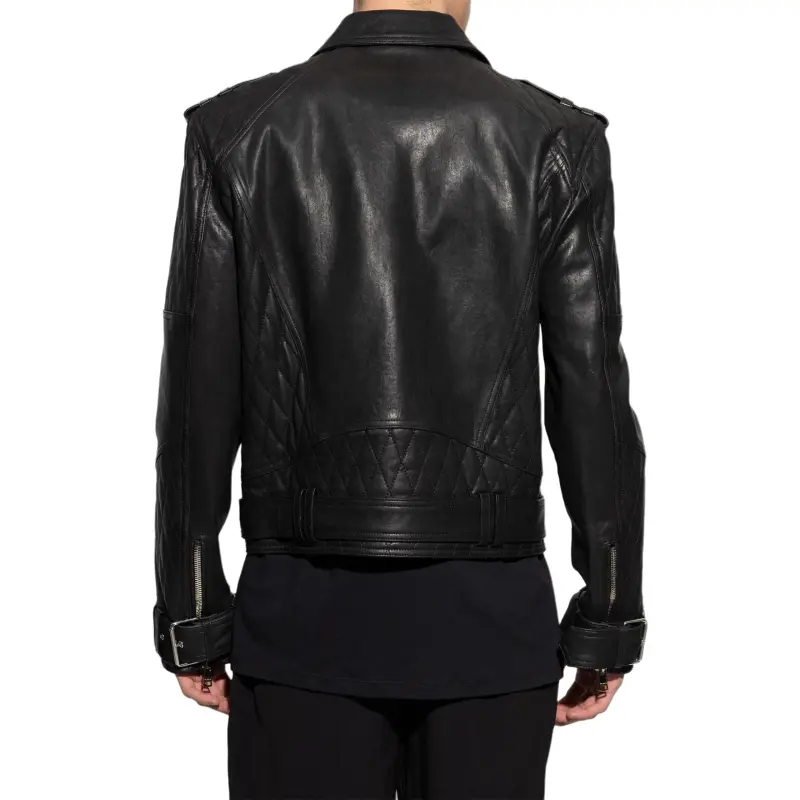 BALMAIN Double breasted Leather Biker Jacket-3