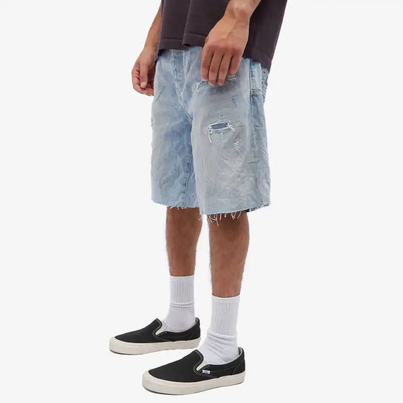 Purple Brand Logo-patch Denim Shorts-4