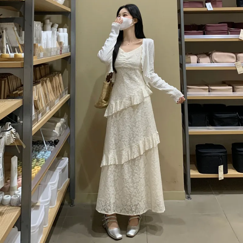 GULIANFEI Skirt Set Women's White+Apricot-2